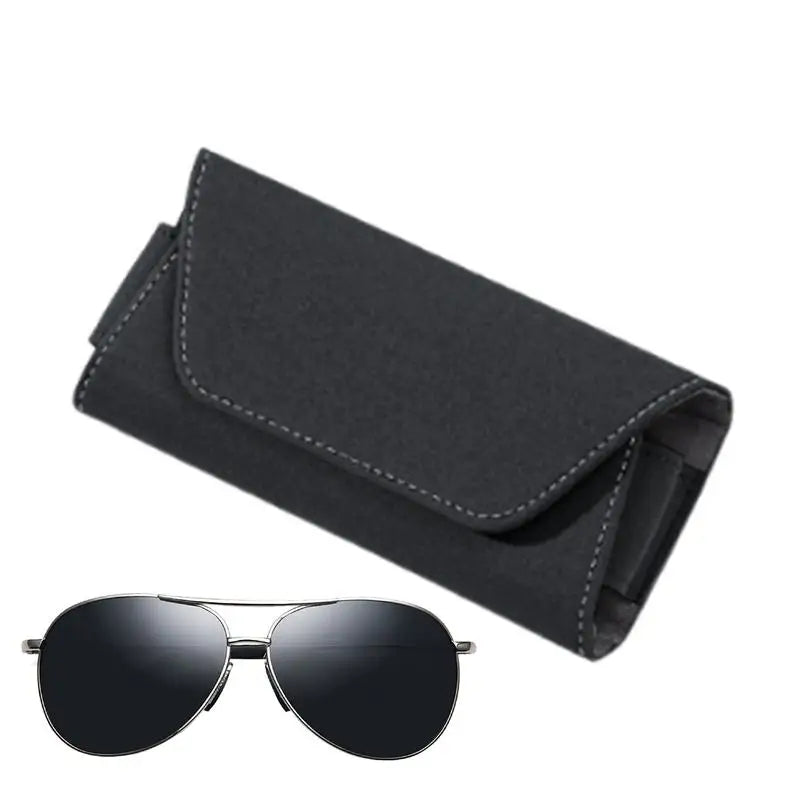 Car Sunglass Holder – Compact Leather Magnetic Glasses Clip, Visor Mount Protective Case for Sunglasses & Small Essentials - Delicate Leather  