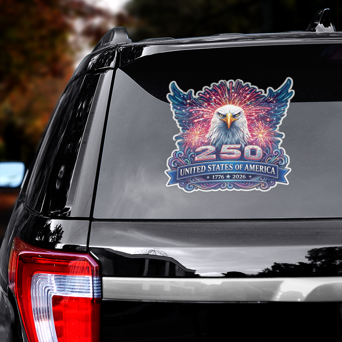250 Years Anniversary Eagle & Fireworks Decal – Patriotic Vinyl Sticker 01 - Delicate Leather  