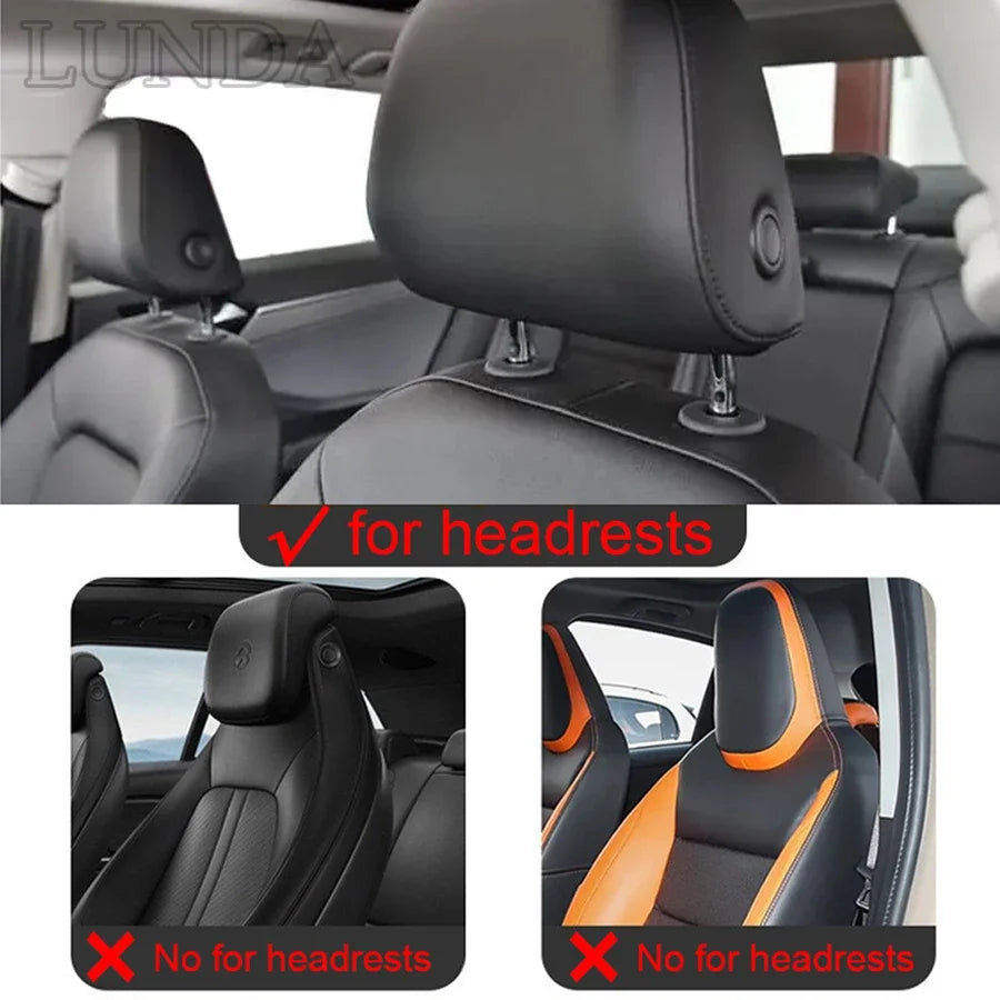 Car Headrest Neck & Waist Pillow – Nappa Leather Seat Support for Auto Comfort - Delicate Leather  