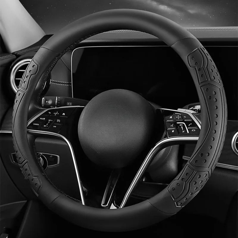 Nappa Leather Car Steering Wheel Cover – Universal Non-Slip O/D Type, Car Interior Accessory - Delicate Leather  