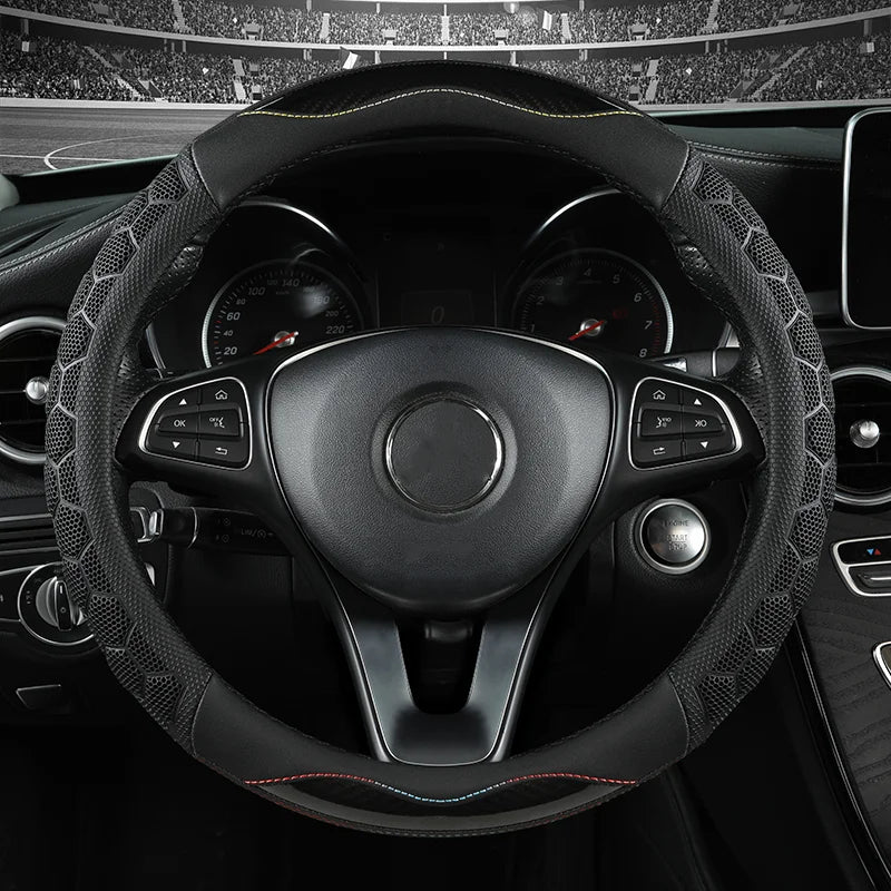 Anti-Slip Car Steering Wheel Cover – All-Season Wear-Resistant Protective Handlebar - Delicate Leather  