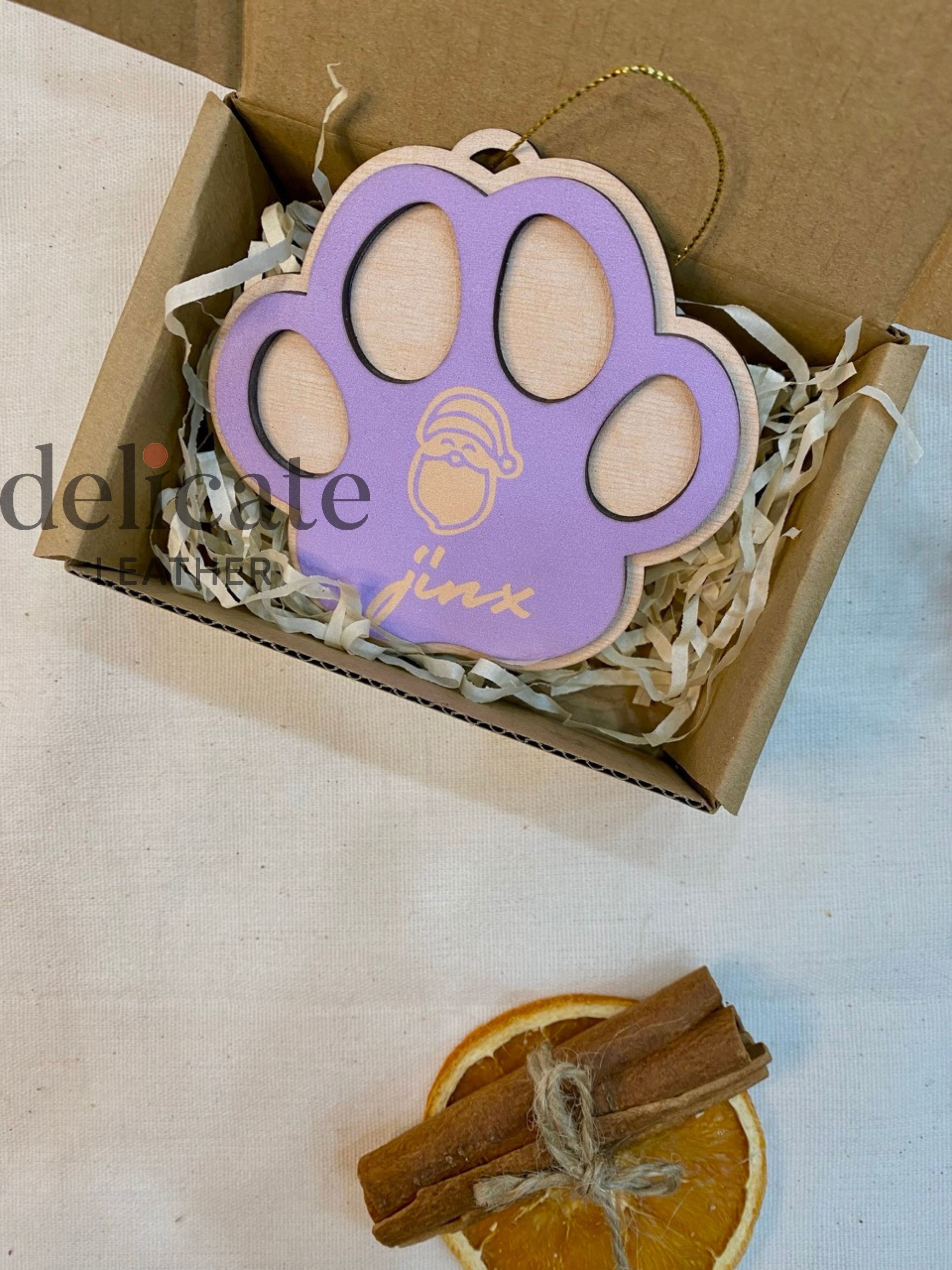 Personalized Wooden Paw Print Christmas Ornament - Perfect for Pet Lovers