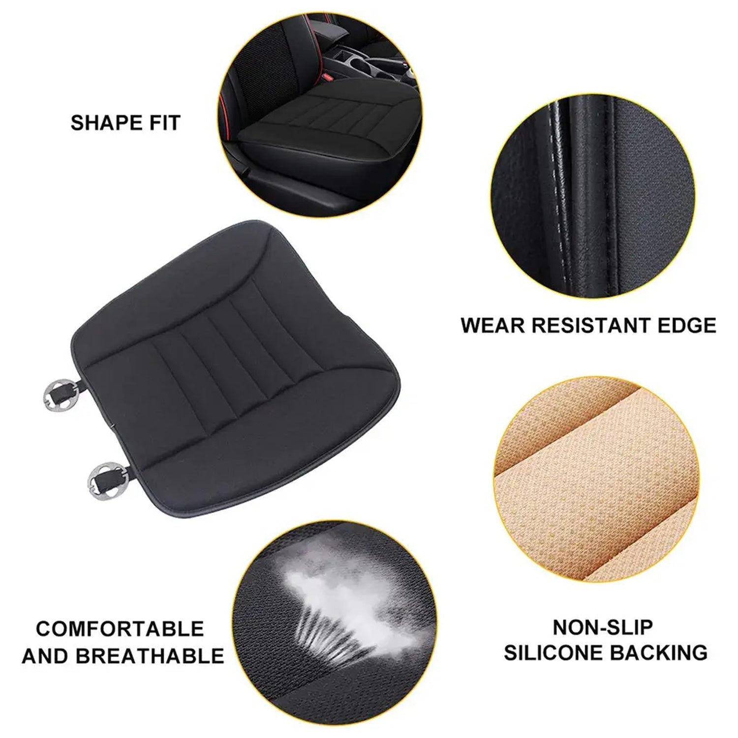 Car Seat Cushion with 1.2inch Comfort Memory Foam, Custom-Fit For Car, Seat Cushion for Car and Office Chair DLMB247