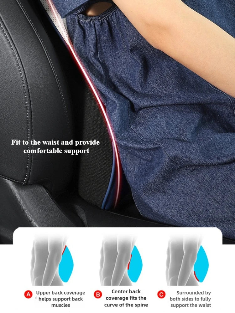 Comfort Nappa Leather Car Headrest & Lumbar Support Set – Soft Memory Foam Neck Pillow & Waist Cushion for Car Seats and Office Chairs - Delicate Leather  