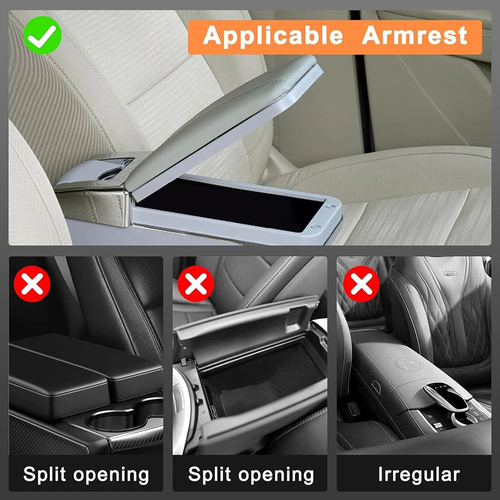 PU Leather Car Armrest Height Pad – Universal Center Console Cushion with Storage Pocket - Delicate Leather  