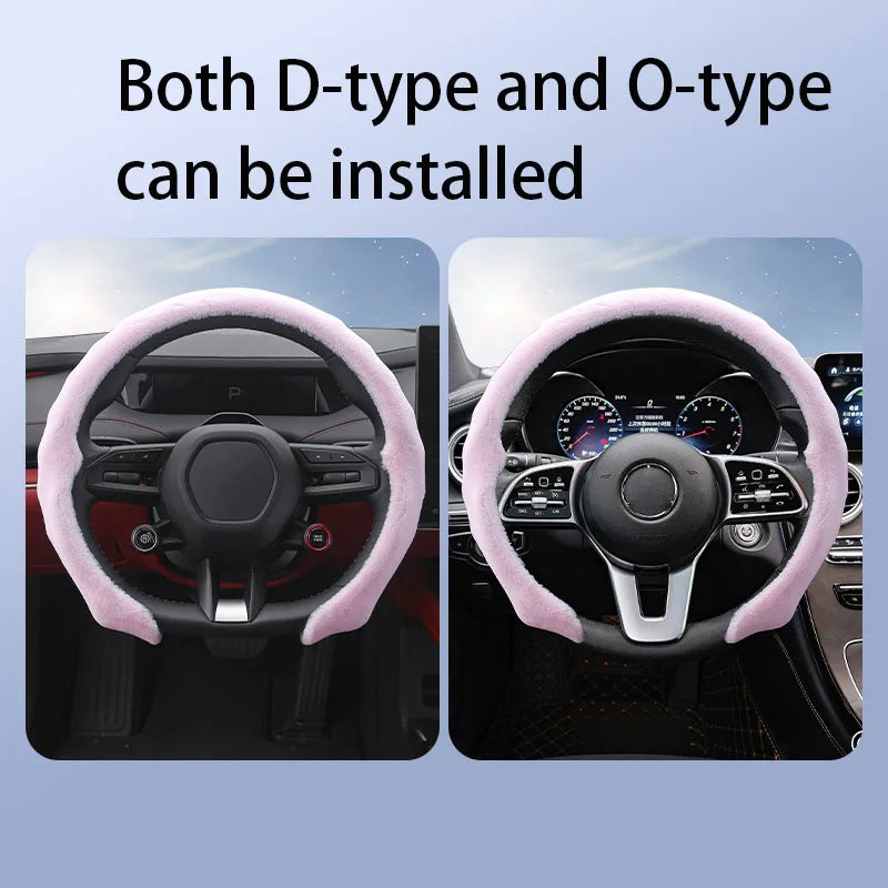 5D Short Plush Steering Wheel Cover – Breathable Ultra-Thin Anti-Slip Universal Fit - Delicate Leather  