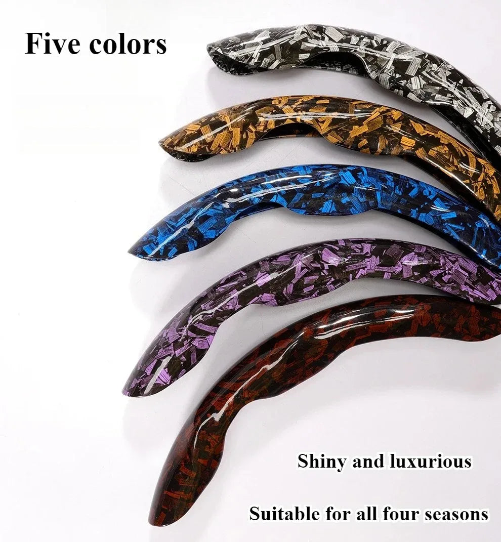 Luxury Glitter Forged Carbon Fiber Steering Wheel Cover – 3D Textured, Anti-Slip, Universal Fit & Easy Installation - Delicate Leather  