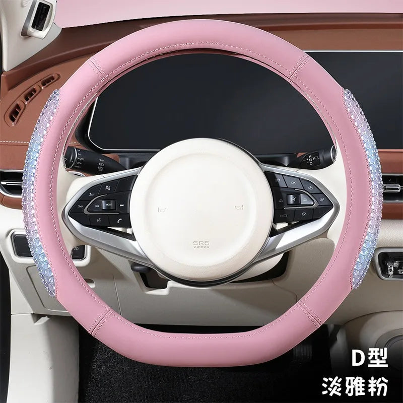 Jelly Leather Steering Wheel Cover – Colorful Universal Fit 14.5-15 Inch, Breathable & Wear-Resistant Protective Car Handle Cover - Delicate Leather  