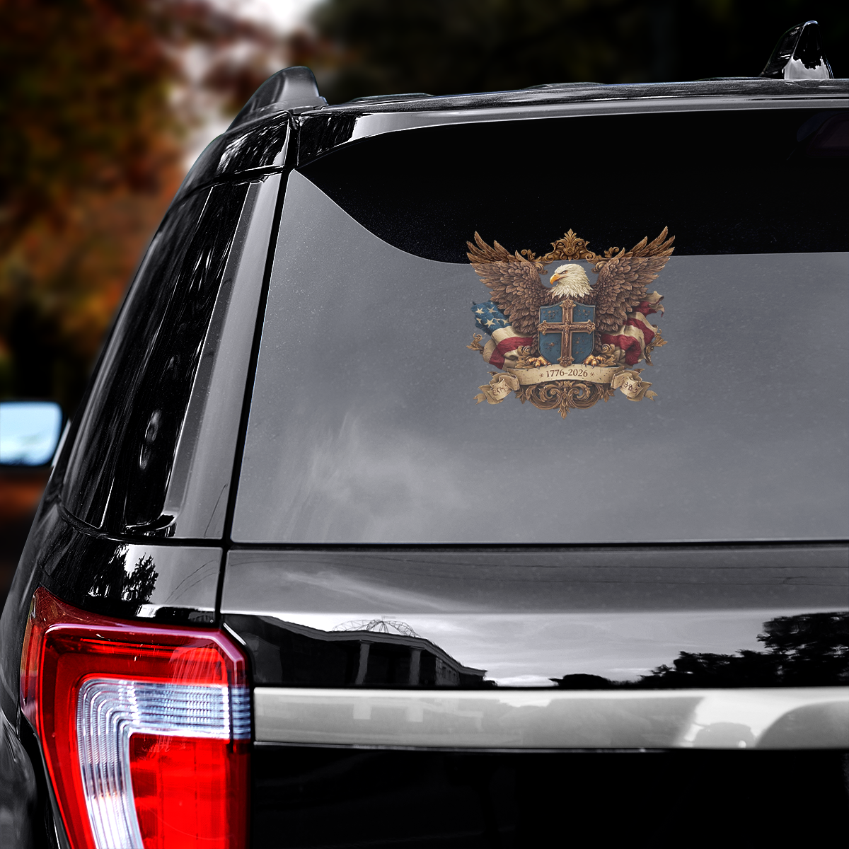 Patriotic Eagle Wings & Cross Decal 1776–2026 – Independence Anniversary Sticker 01 - Delicate Leather  
