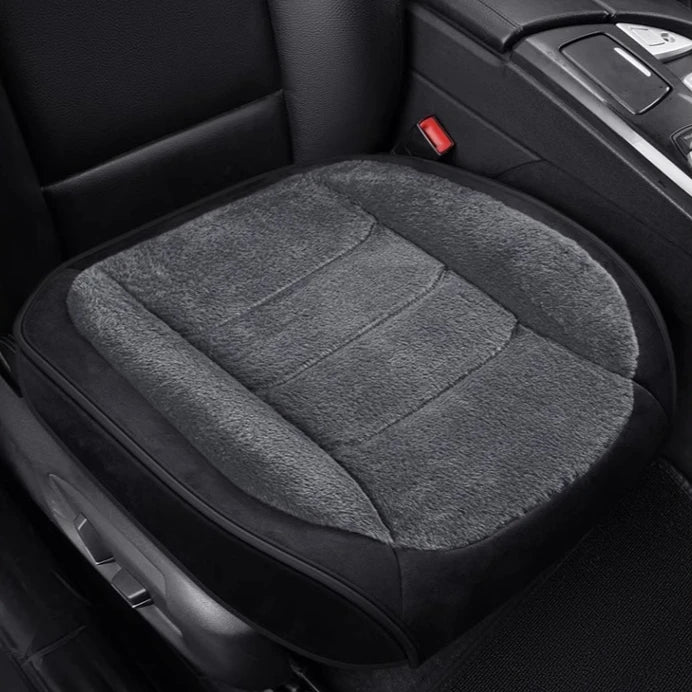 Plush Car Seat Cushion – Soft Thickened Seat Pad with Non-Slip Base - Delicate Leather  