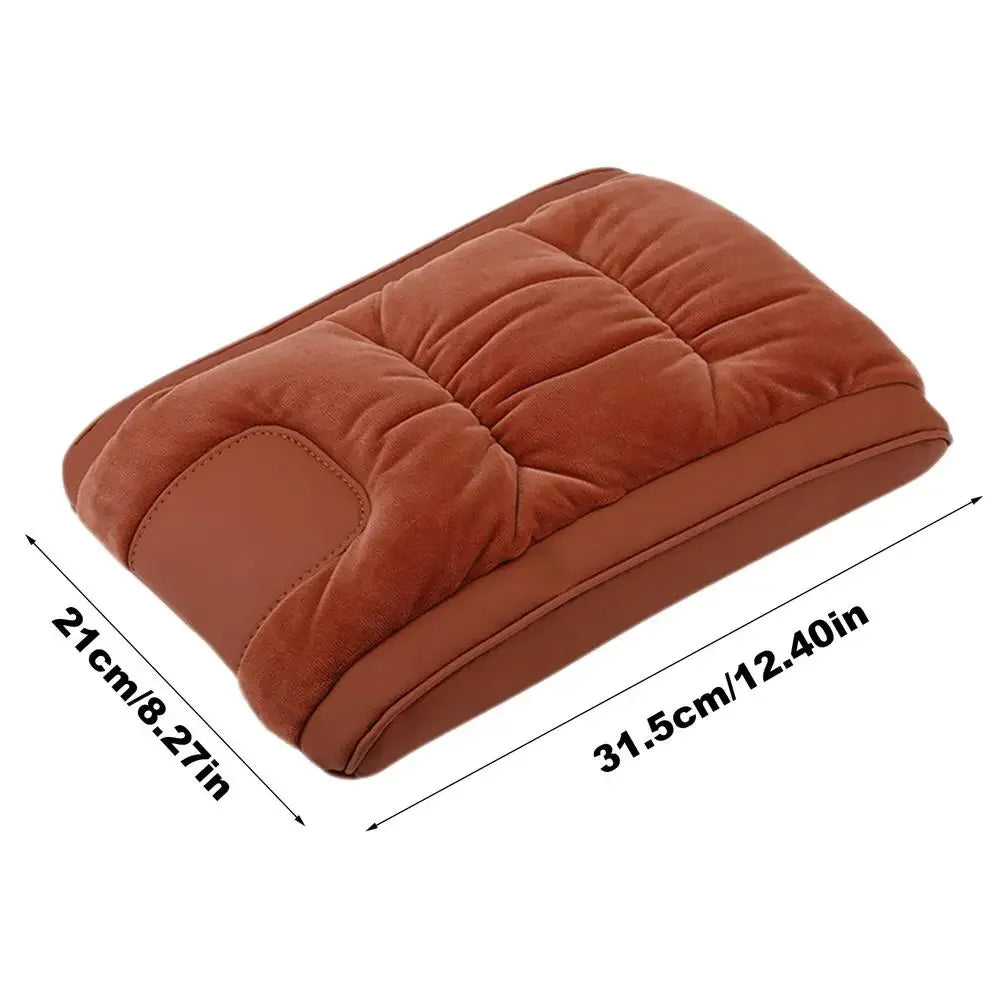 Car Armrest Heightening Cushion – Flannel Center Console Booster Pad - Delicate Leather  