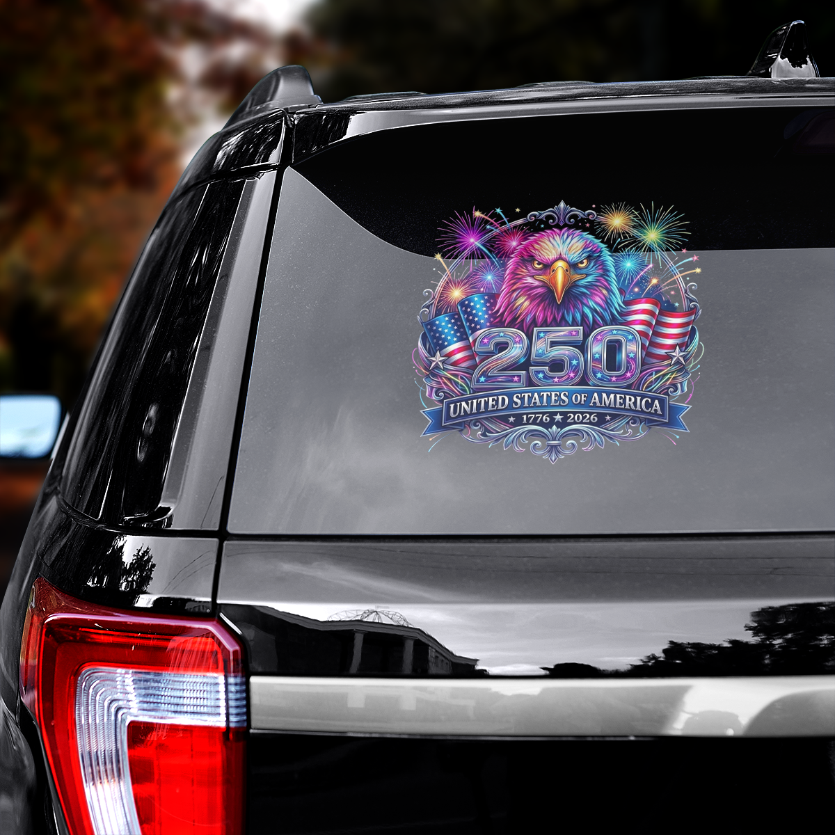 250 Years Anniversary Eagle & Fireworks Decal – Patriotic Vinyl Sticker 03 - Delicate Leather  