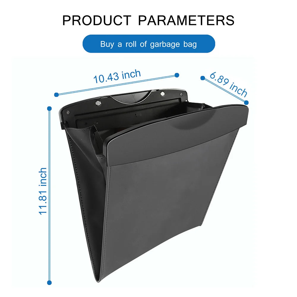Car Back Seat Hanging Trash Bag – Portable Garbage Storage Pocket for Vehicle Interior Organization - Delicate Leather  