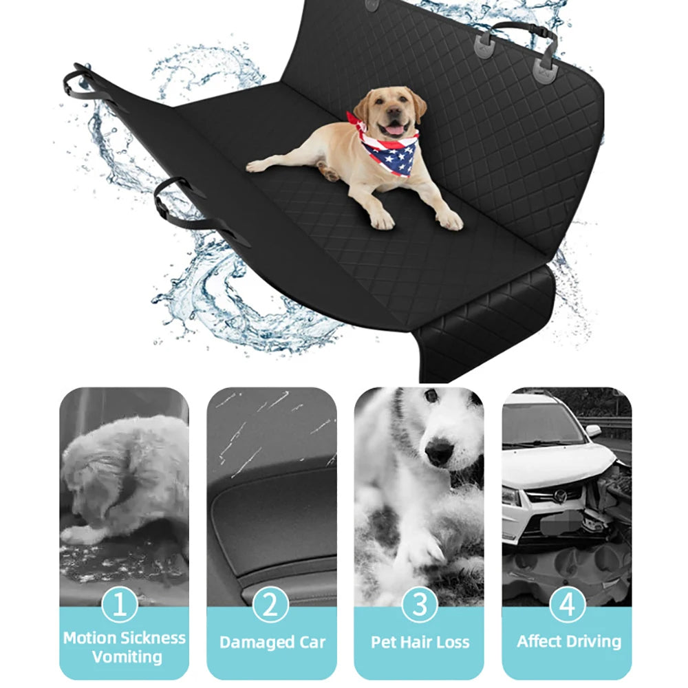 Dog Car Seat Cover with Hard Bottom - Waterproof, Back Seat Protector