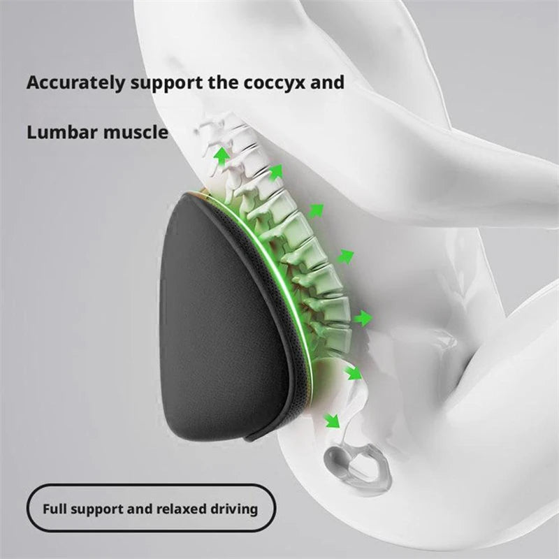Car Lumbar Support Pillow – Breathable Memory Foam Waist Cushion for Car and Office - Delicate Leather  