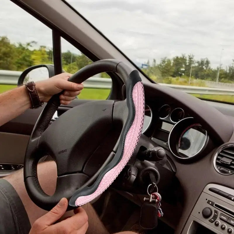 Gel Steering Wheel Cover – Breathable Anti-Slip Grip Cushion for Cars - Delicate Leather  