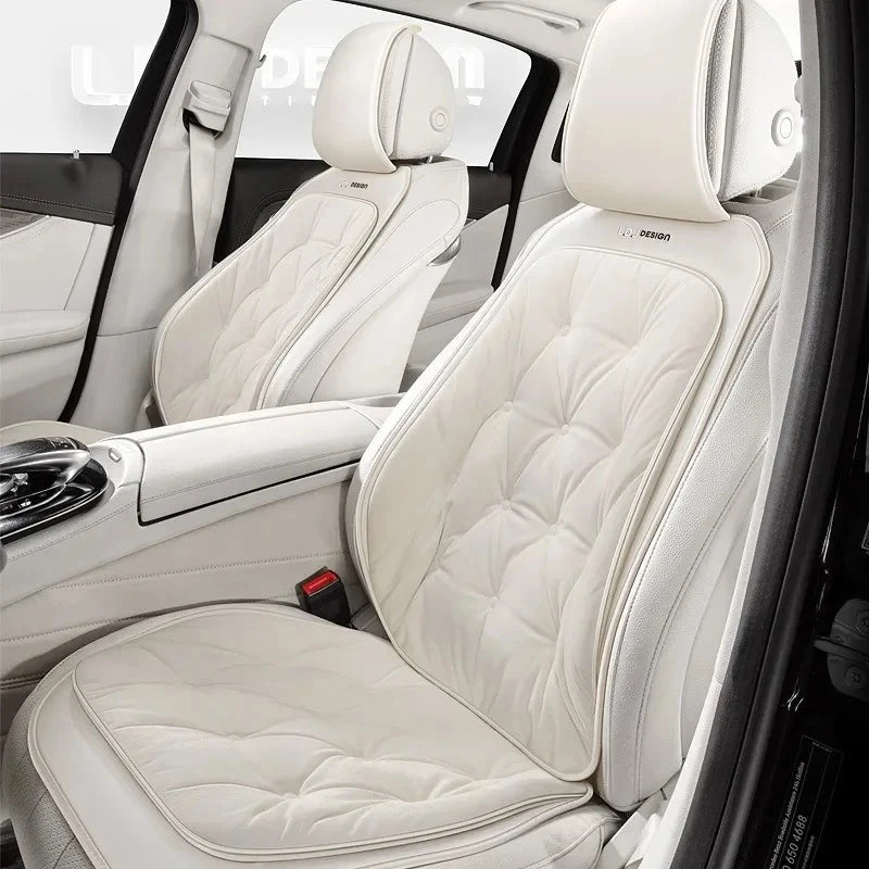 Cute Plush Car Seat Covers Full Set – Universal Four-Season Car Seat Protection Cushion - Delicate Leather  