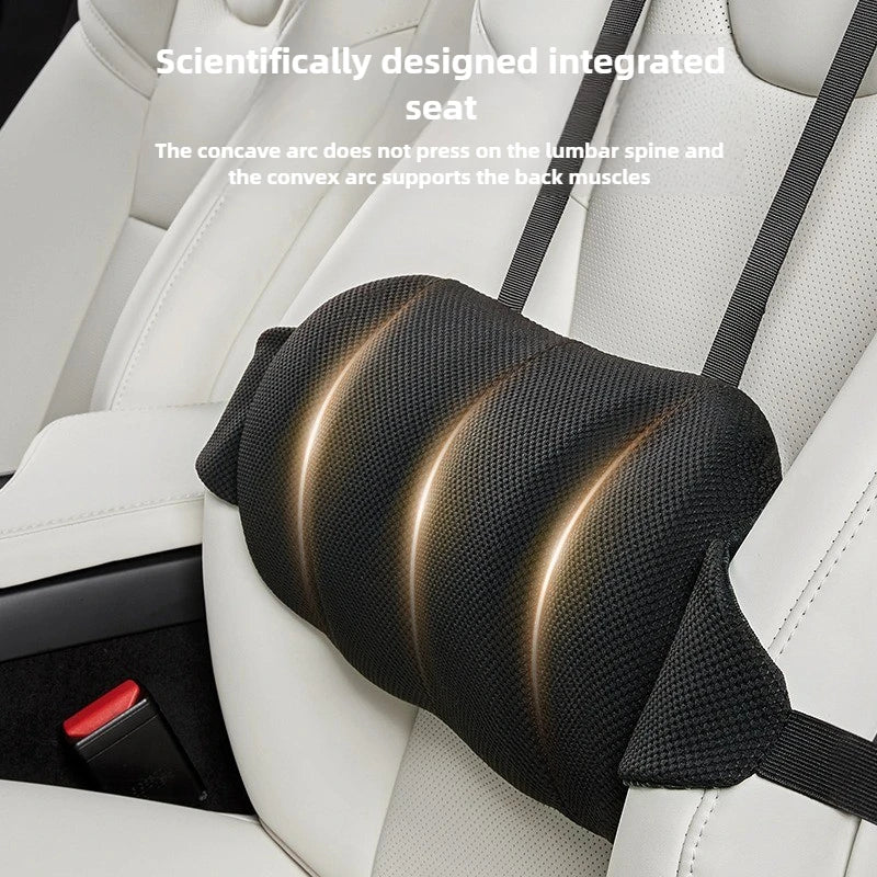 Memory Foam Car Waist Support Cushion – Ergonomic Driving Lumbar Pillow for Back Support & Comfort - Delicate Leather  