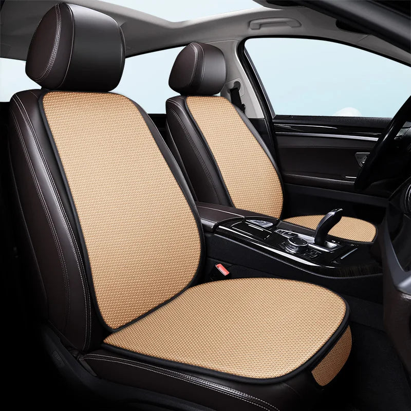 Non-Slip Ice Silk Car Seat Pad – Breathable, Cooling Summer Cushion, Anti-Slip Car Seat Cover - Delicate Leather  