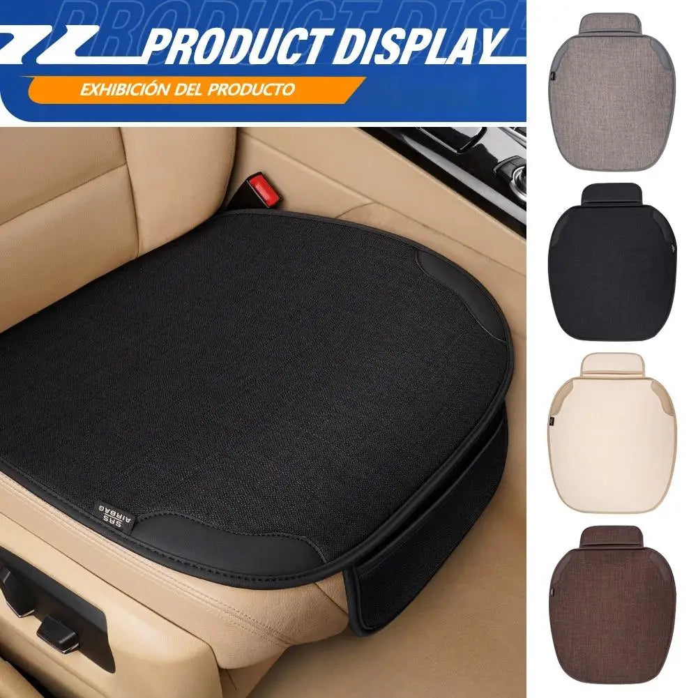 Car Flax Seat Cover – Universal Front Seat Protector, Breathable, Anti-Scratch, Four Seasons - Delicate Leather  