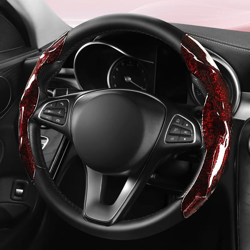 High-Quality PU Leather Snap-On Steering Wheel Cover – Thin, Light, Shiny, Comfortable Universal Wheel Protector - Delicate Leather  