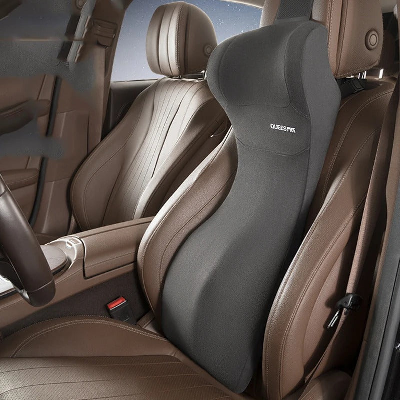 Memory Foam Car Lumbar Cushion – Integrated Seat Back Support Pillow - Delicate Leather