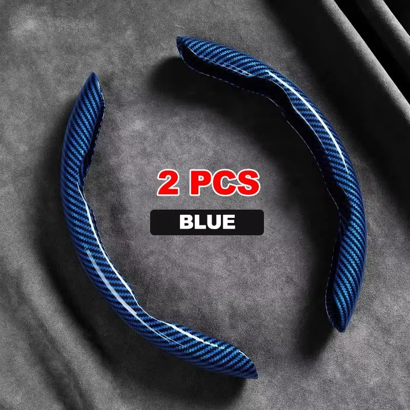 Carbon Fiber Pattern Steering Wheel Cover – Universal Fit, Non-Slip, All-Season Design - Delicate Leather  