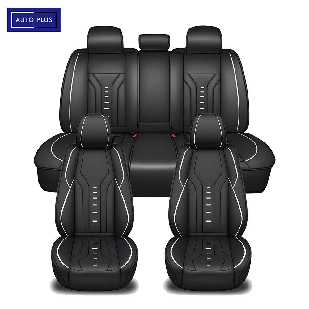 Luxury Universal Leather Car Seat Covers Full Set – Premium PU Leather Seat Covers for Cars, SUVs & Trucks, All-Season Full Coverage - Delicate Leather