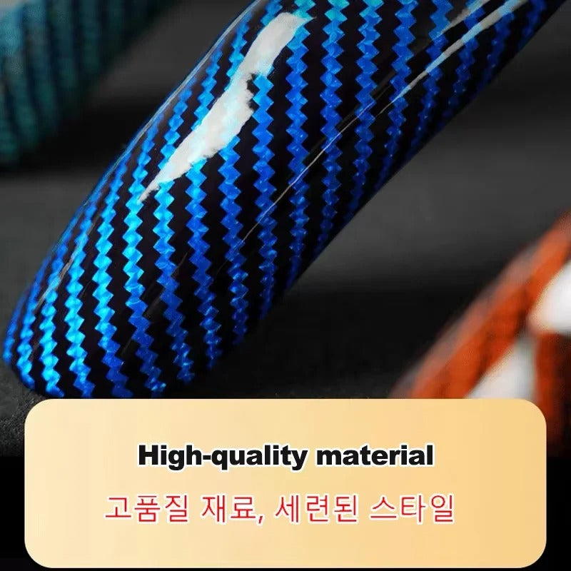 Carbon Fiber Pattern Steering Wheel Cover – Universal Fit, Non-Slip, All-Season Design - Delicate Leather  