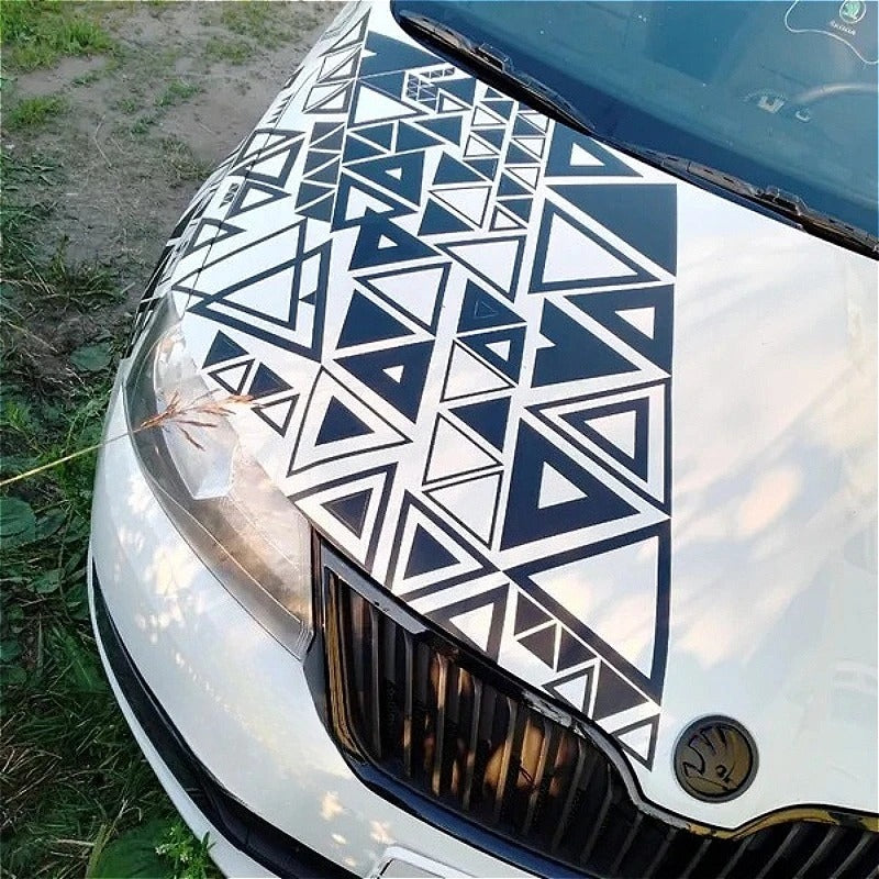 4PCS Large Triangular Car Decals – Sport Graphic Body & Bumper Vinyl Stickers - Delicate Leather