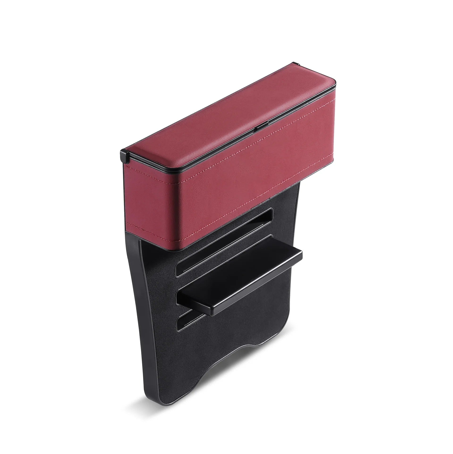 Car Seat Gap Filler Organizer, Custom For All Cars, PU Leather Storage Box - Car Side Gap Seat Organizer and Front Slot Gap Filler with USB Charging Port - Delicate Leather  