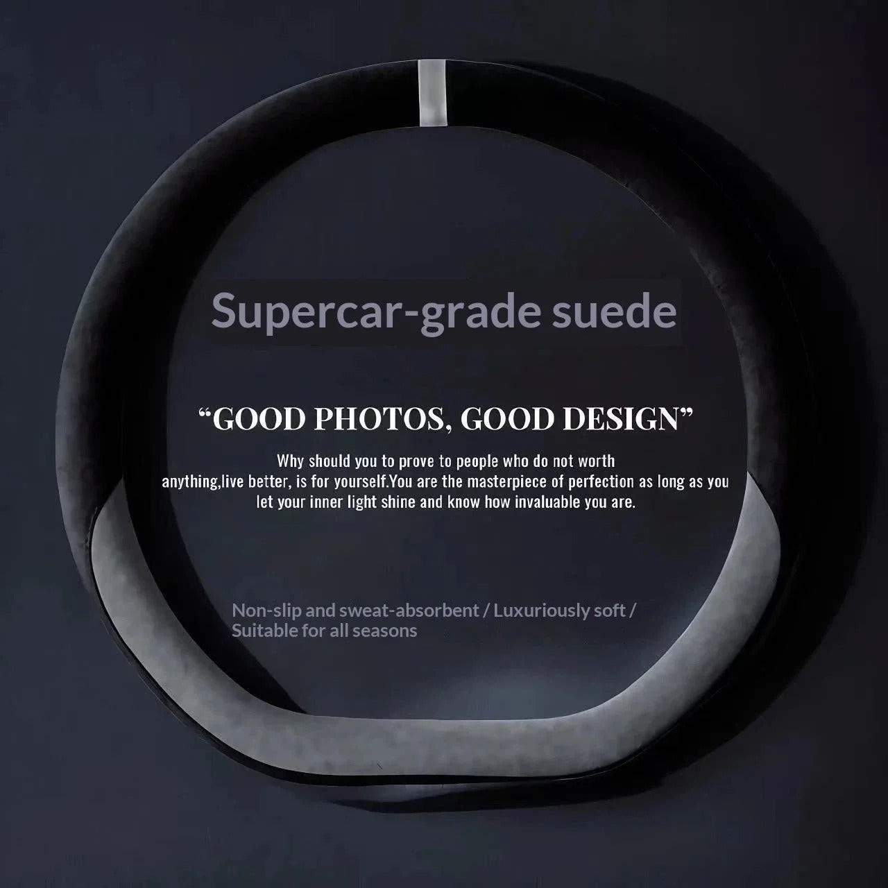 Suede Leather Steering Wheel Cover – Anti-Slip Breathable Universal 37–38cm Fit - Delicate Leather  
