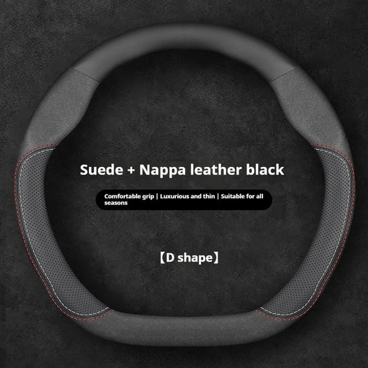 Microfiber Leather & Suede Steering Wheel Cover – Breathable Non-Slip Comfortable Grip - Delicate Leather