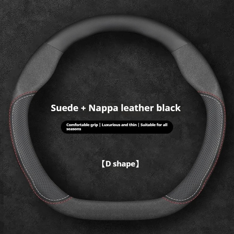Microfiber Leather & Suede Steering Wheel Cover – Breathable Non-Slip Comfortable Grip - Delicate Leather