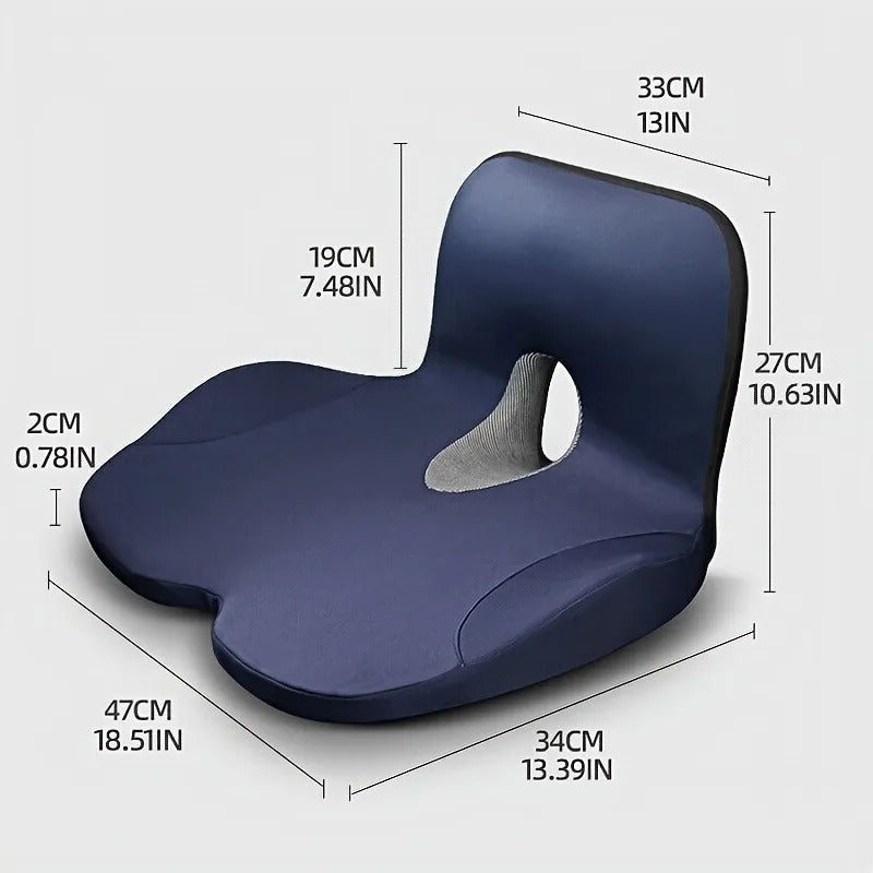 Ergonomic Memory Foam Seat Cushion for Office Chair & Car – Coccyx Support Back Cushion with Polyester Cover - Delicate Leather