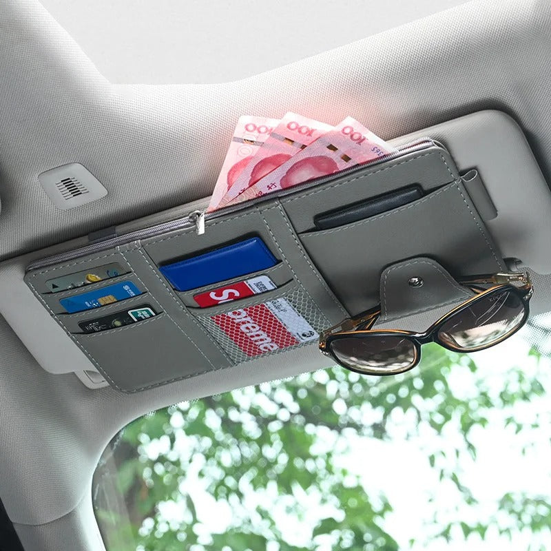 Car Sun Visor Organizer - Multi-pocket Zipper Auto Truck SUV Storage Pouch