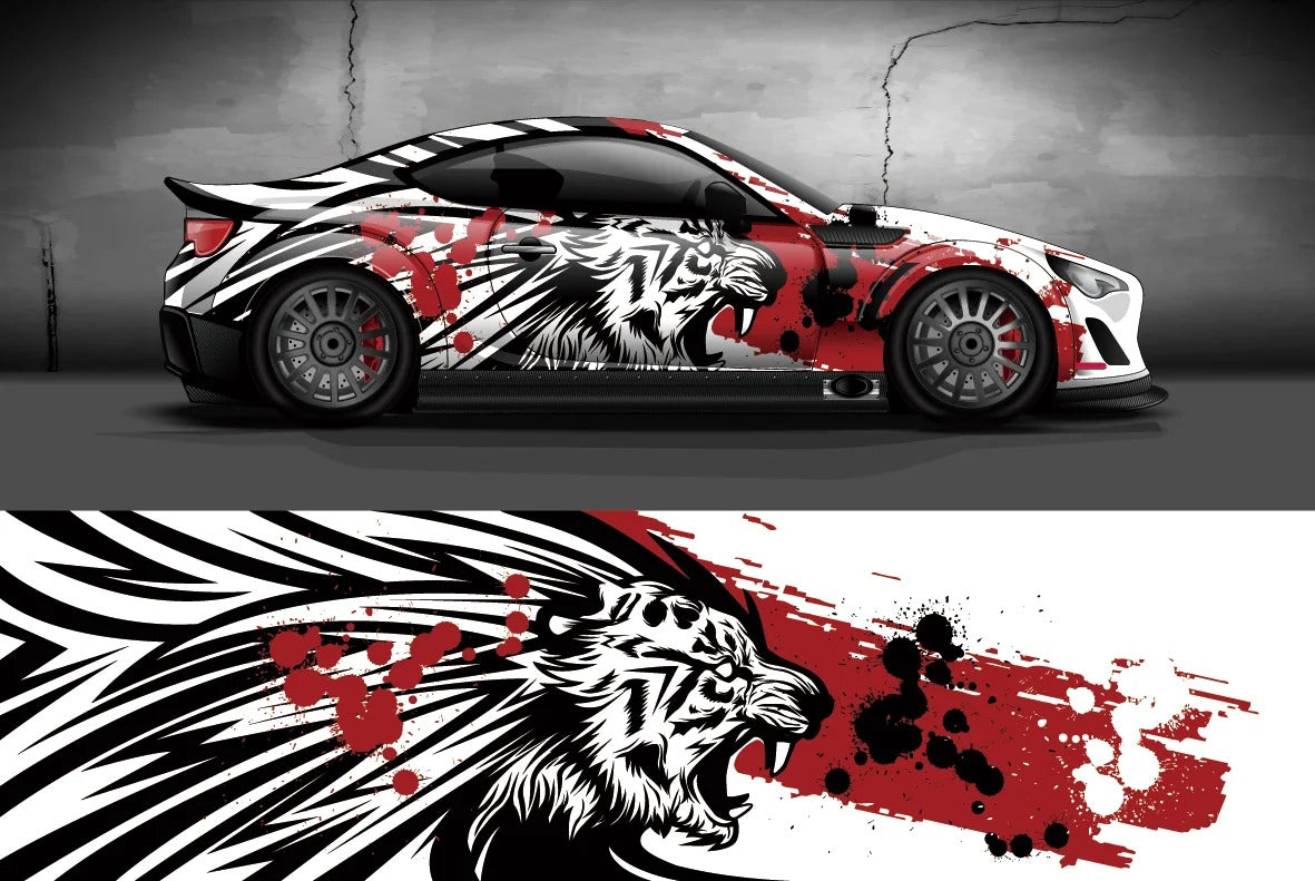 Color Stitching Car Body Decal – Camo Racing Graphic PVC Vinyl Wrap 300 × 60cm - Delicate Leather