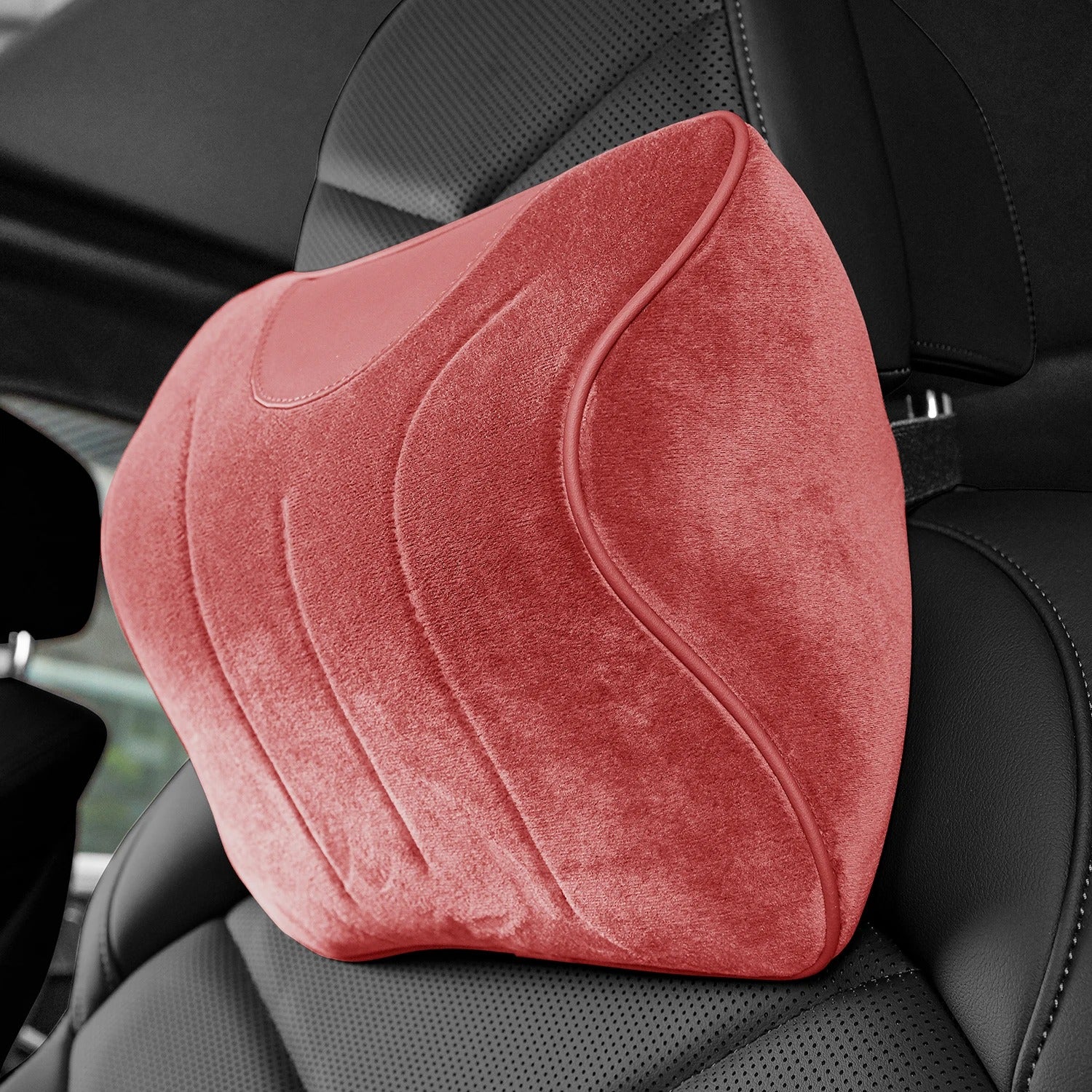 Car Seat Headrest Pillow – Universal Neck Support Cushion for Vehicle Seats - Delicate Leather  