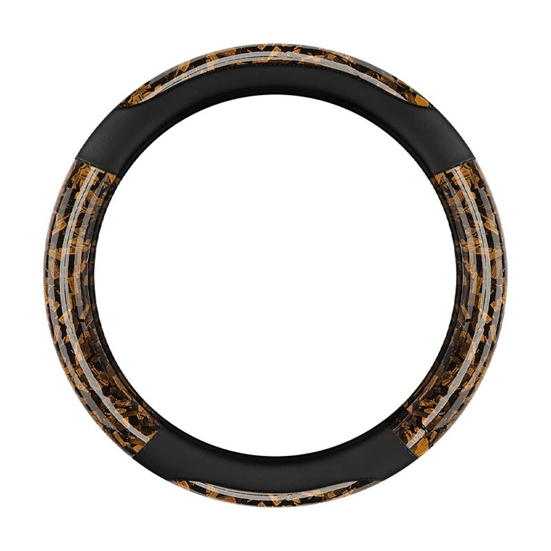 Carbon Fiber & Leather Steering Wheel Cover – 38CM Non-Slip Sport Grip O/D Shape - Delicate Leather