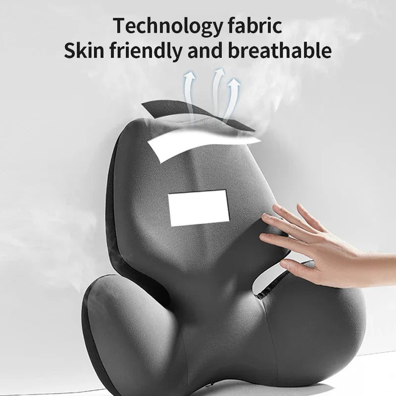 Memory Foam Car Neck & Waist Pillow – Universal Removable Washable Seat Cushion - Delicate Leather