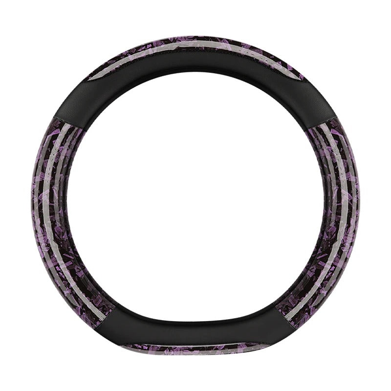 Carbon Fiber & Leather Steering Wheel Cover – 38CM Non-Slip Sport Grip O/D Shape - Delicate Leather