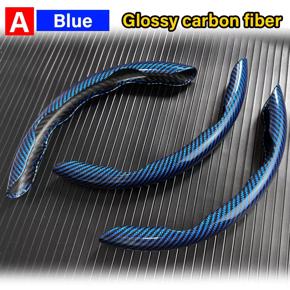3PCS Carbon Fiber Style Steering Wheel Grip Covers – Anti-Slip Washable Interior Set - Delicate Leather  