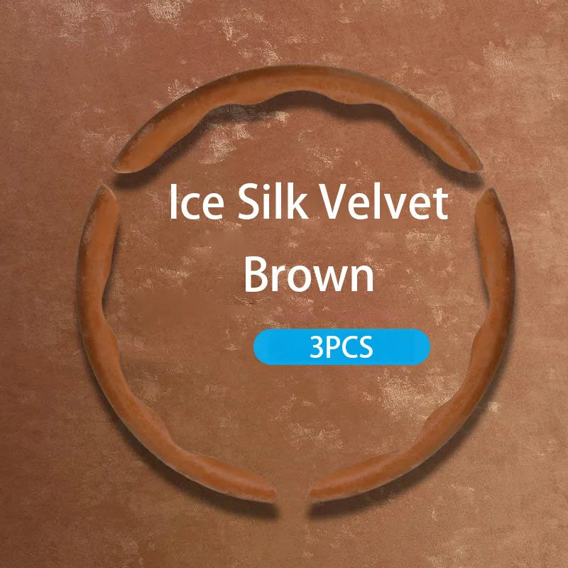 Car Steering Wheel Cover – Ice Silk Fabric Clip-On Grip, Ultra-Thin, All-Season, Non-Slip & Moisture-Absorbing - Delicate Leather  