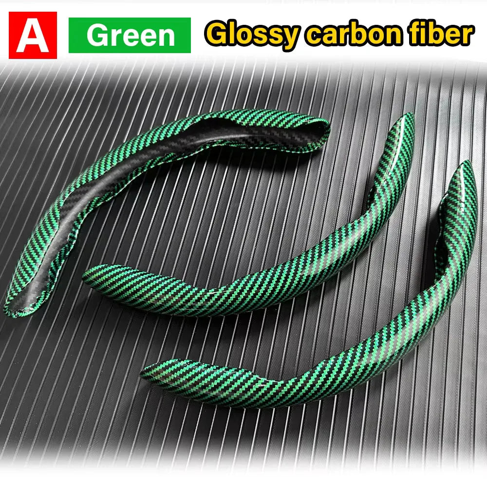 3PCS Carbon Fiber Style Steering Wheel Grip Covers – Anti-Slip Washable Interior Set - Delicate Leather  