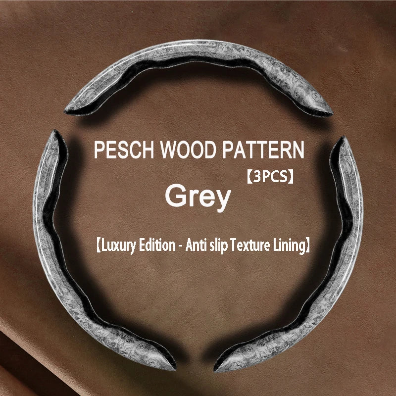 Peach Wood Grain Steering Wheel Cover – Ultra-Thin 38CM Non-Slip Segmented Grip - Delicate Leather