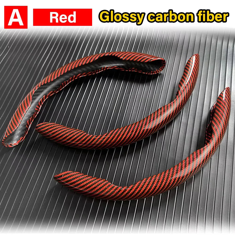 3PCS Carbon Fiber Style Steering Wheel Grip Covers – Anti-Slip Washable Interior Set - Delicate Leather  