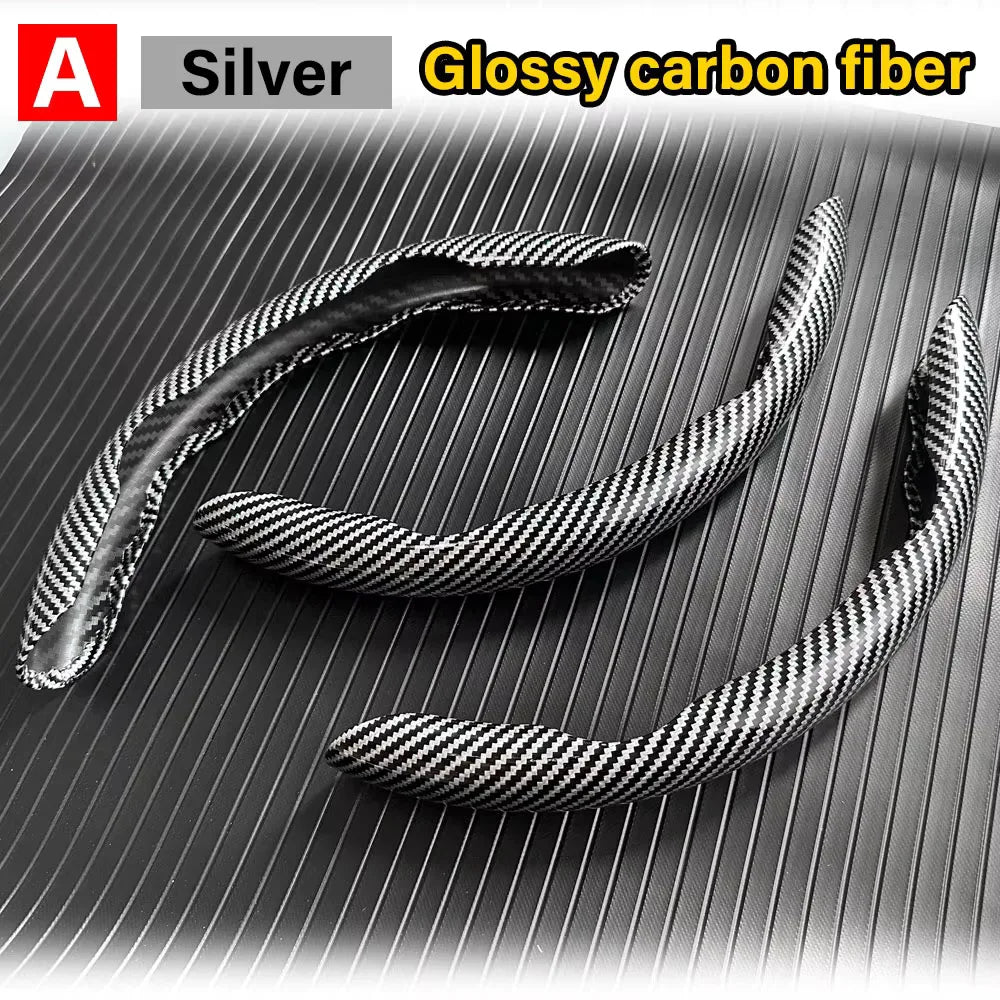 3PCS Carbon Fiber Style Steering Wheel Grip Covers – Anti-Slip Washable Interior Set - Delicate Leather  