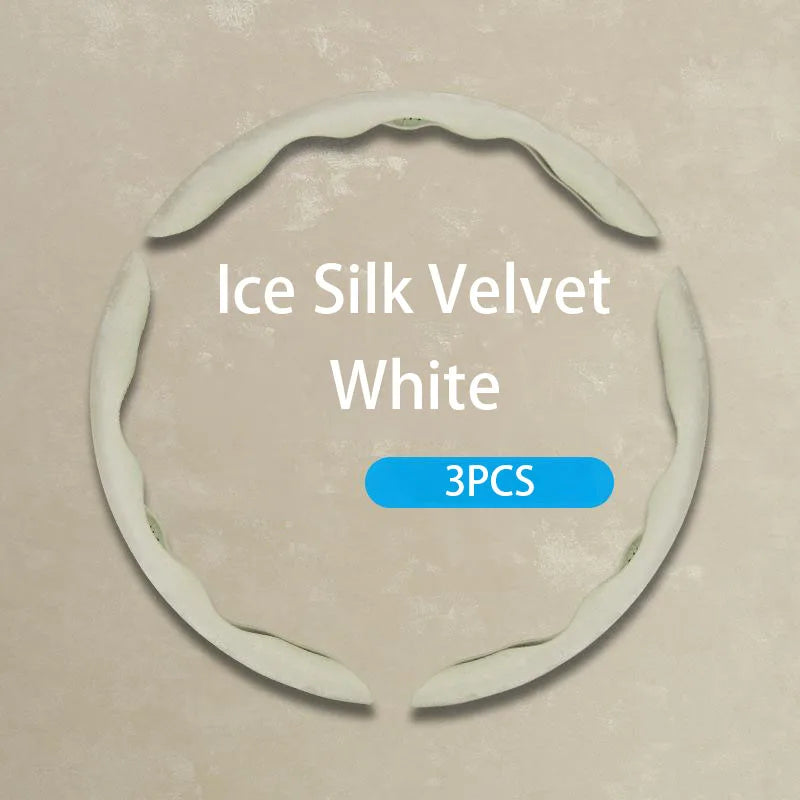 Car Steering Wheel Cover – Ice Silk Fabric Clip-On Grip, Ultra-Thin, All-Season, Non-Slip & Moisture-Absorbing - Delicate Leather  