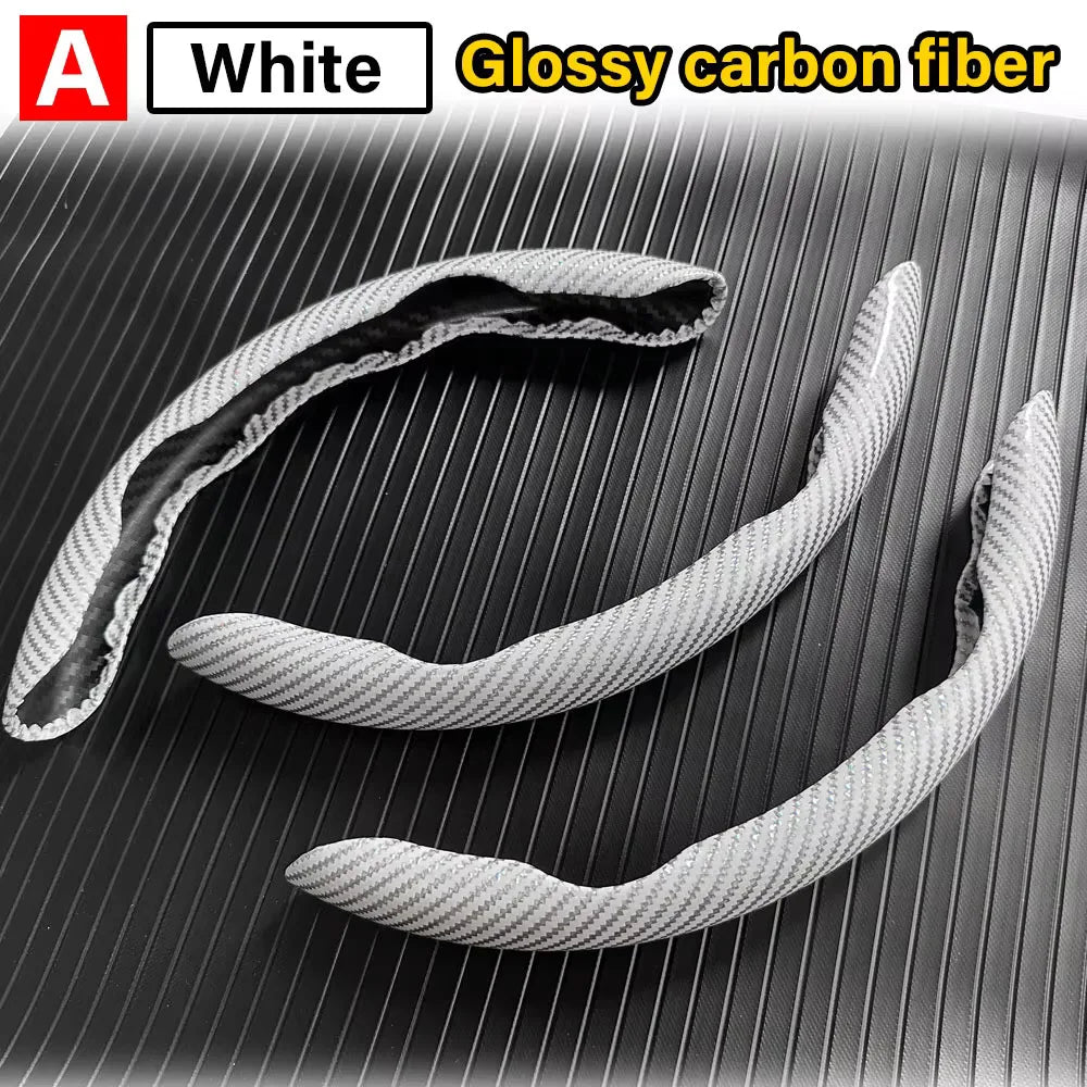 3PCS Carbon Fiber Style Steering Wheel Grip Covers – Anti-Slip Washable Interior Set - Delicate Leather  