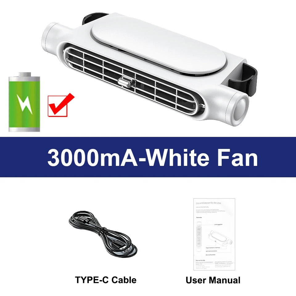 USB Car Seat Cooling Fan – 3-Speed Adjustable Headrest Air Circulation Fan - Delicate Leather  